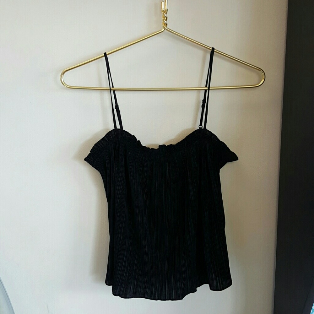 Madewell black 'Nicole' pleated ruffled top XXS - Picture 3 of 8